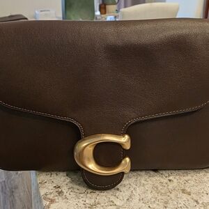 Coach Dark Brown Leather Bag with Gold Hardware